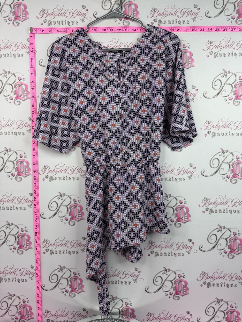 mark. Shirt Geometric shirt fairy hem purple white blouse